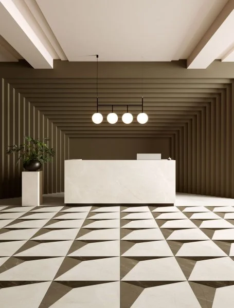 Керамогранит Coliseum Фьямма Уайт Вставка Фрэйм 60х60 (Натуральный и Реттифицированный) в Краснодаре